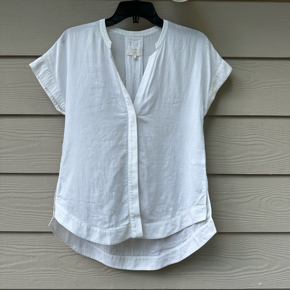 Billy Reid Blouse Hidden Button Down Short Sleeve in White size XS